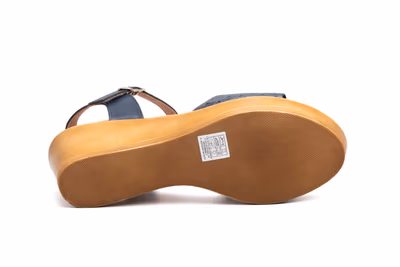 Sandalias Mujer Piel Marino Cuña - 4