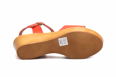 Sandalias Mujer Piel Rojo Cuña - 4