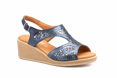 Sandalias Mujer Piel Marino Cuña Gel - 2