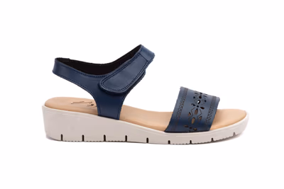 Sandalias Mujer Piel Marino Láser Velcro - 3