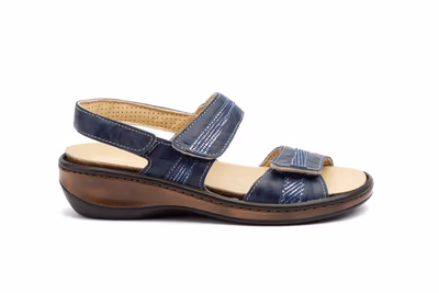 Sandalias Mujer Piel Marino Plata Extraible Antideslizante - 3