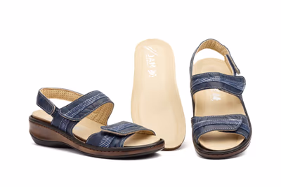 Sandalias Mujer Piel Marino Plata Extraible Antideslizante