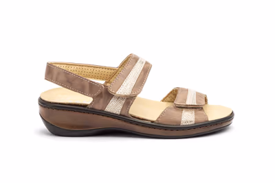 Sandalias Mujer Piel Taupe Planta Extraible Antideslizante - 3