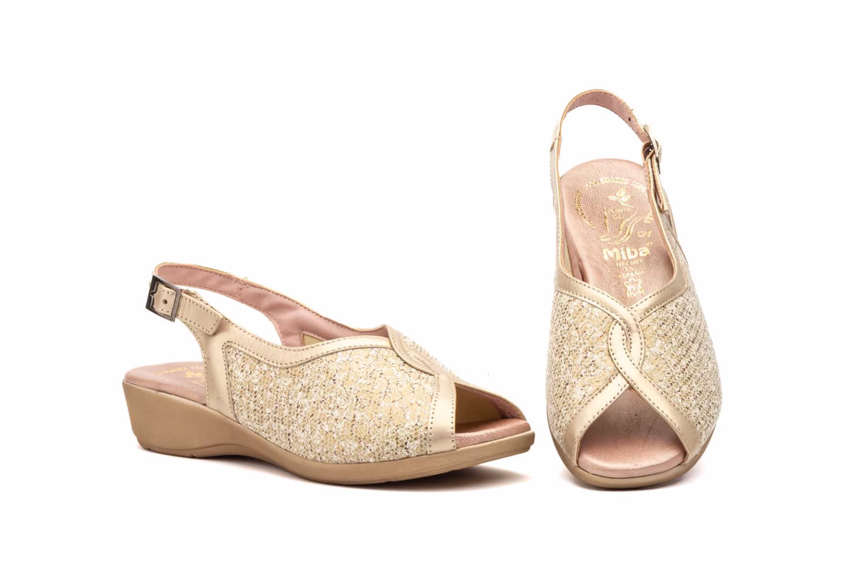 Sandalias Mujer Piel Platino