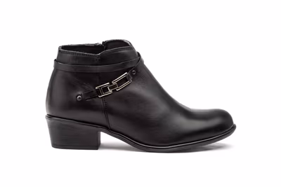Botín Mujer Piel Negro Hebilla - 3