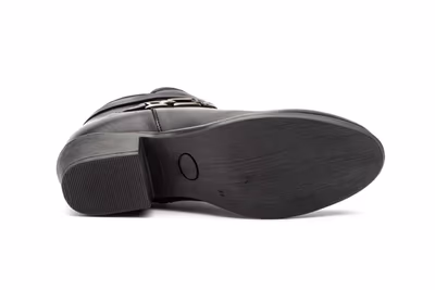 Botín Mujer Piel Negro Hebilla - 4