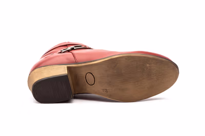 Botín Mujer Piel Burdeos Hebilla - 4