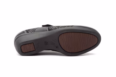 Zapatos Mujer Piel Negro Licra Ancho Especial - 4