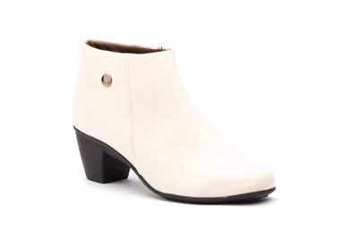 Botines Mujer Piel Marfil Tacón Cremallera - 2