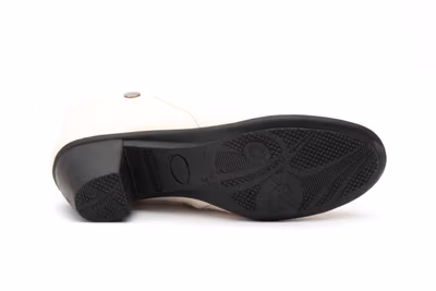 Botines Mujer Piel Marfil Tacón Cremallera - 4