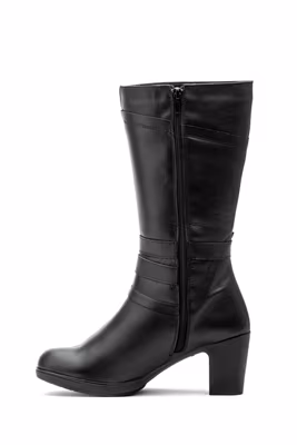 Botas Mujer Piel Negro Hebilla Cremallera Tacón - 3