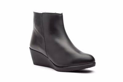 Botín Mujer Piel Negro Cuña - 2