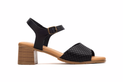 Sandalias Mujer Piel Negro Picado Tacón Madera Hebilla JAM ref. SS-6061 - 3