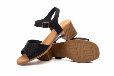 Sandalias Mujer Piel Negro Picado Tacón Madera Hebilla JAM ref. SS-6061 - 4