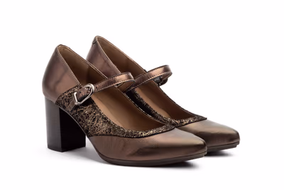 Zapatos Mujer Piel Galaxy Nut Tacón Hebilla - 5