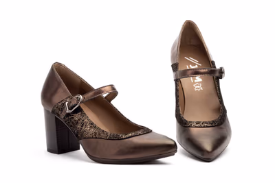 Zapatos Mujer Piel Galaxy Nut Tacón Hebilla