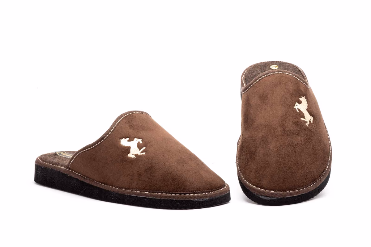 Zapatillas Casa Hombre Paño Marrón Caballo