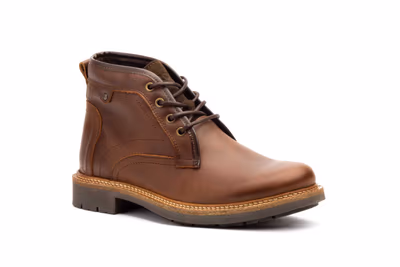 Botín Hombre Piel Camel Cordones - 2