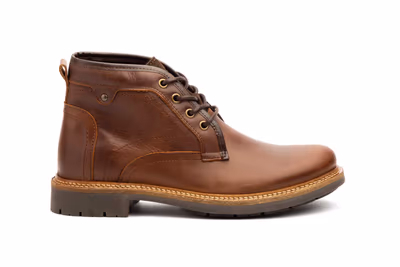 Botín Hombre Piel Camel Cordones - 3