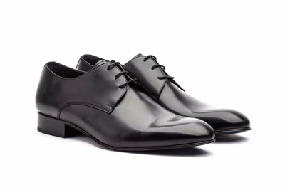 Zapatos Hombre Piel Negro Suela de Cuero - 5