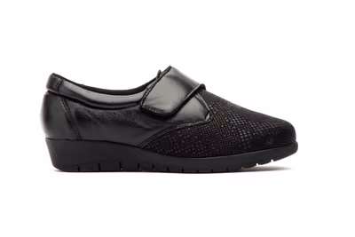 Zapatos Mujer Piel Negro Licra Velcro - 3