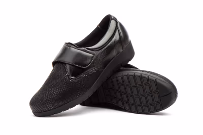 Zapatos Mujer Piel Negro Licra Velcro - 5