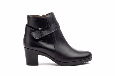 Botín Mujer Piel Negro Tacón - 3