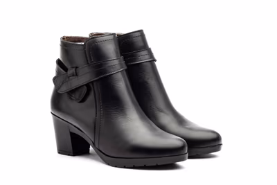 Botín Mujer Piel Negro Tacón - 5