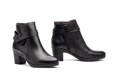 Botín Mujer Piel Negro Tacón