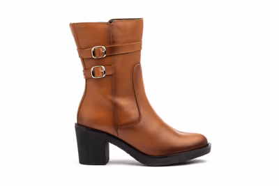 Botas Mujer Piel Cuero Hebillas Tacón - 3