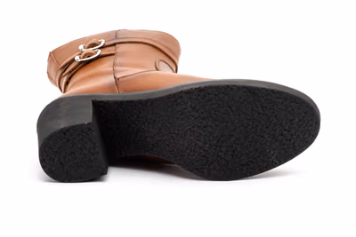 Botas Mujer Piel Cuero Hebillas Tacón - 4