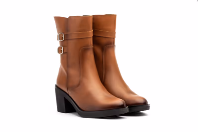 Botas Mujer Piel Cuero Hebillas Tacón - 7