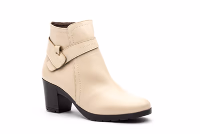 Botín Mujer Piel Beige Tacón - 2