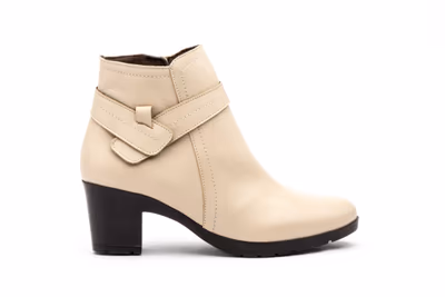 Botín Mujer Piel Beige Tacón - 3