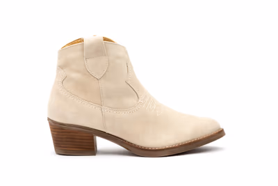 Botín Campero Mujer Piel Serraje Hielo Tacón Cubano - 3