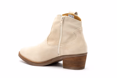 Botín Campero Mujer Piel Serraje Hielo Tacón Cubano - 5