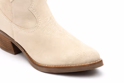 Botín Campero Mujer Piel Serraje Hielo Tacón Cubano - 6