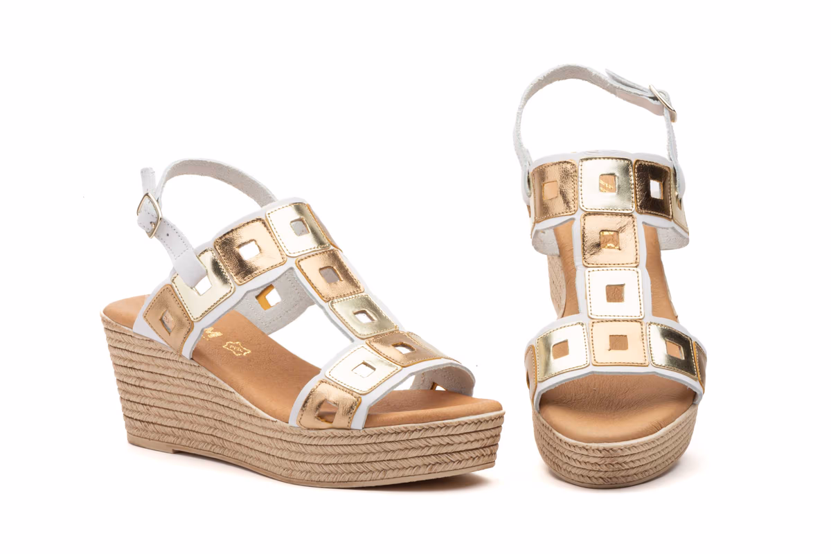 Sandalias Mujer Piel Platino Bronce