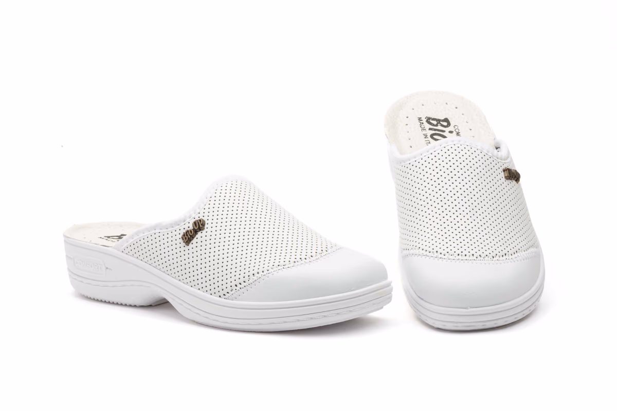 Zuecos Mujer Licra Piel Blanco BioUp