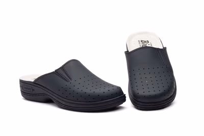 Zuecos Mujer Piel Azul Perforado BioUp