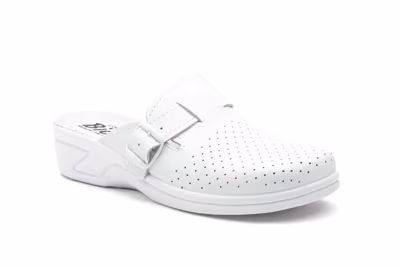 Zuecos Mujer Piel Azul Perforado Hebilla BioUp - 2