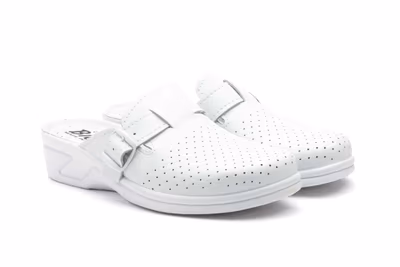 Zuecos Mujer Piel Azul Perforado Hebilla BioUp - 5