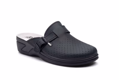 Zuecos Mujer Piel Azul Perforado Hebilla BioUp - 2