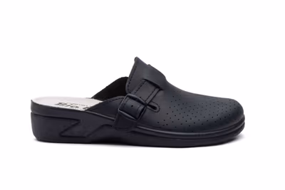 Zuecos Mujer Piel Azul Perforado Hebilla BioUp - 3