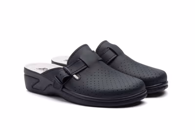 Zuecos Mujer Piel Azul Perforado Hebilla BioUp - 5