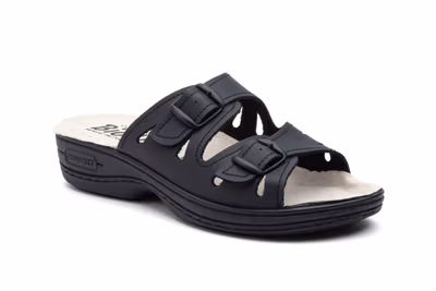 Zuecos Mujer Piel Azul Hebillas BioUp - 2