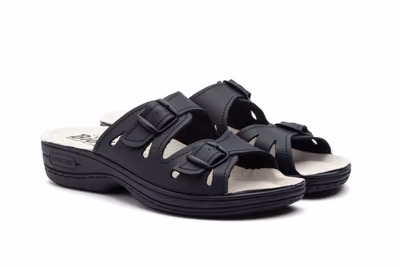 Zuecos Mujer Piel Azul Hebillas BioUp - 5