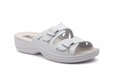 Zuecos Mujer Piel Blanco Hebillas BioUp - 2