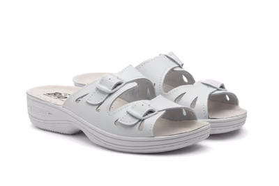 Zuecos Mujer Piel Blanco Hebillas BioUp - 5
