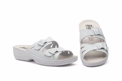 Zuecos Mujer Piel Blanco Hebillas BioUp